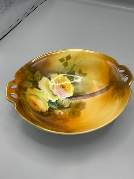 Vintage Nippon hand painted gilded rose bowl