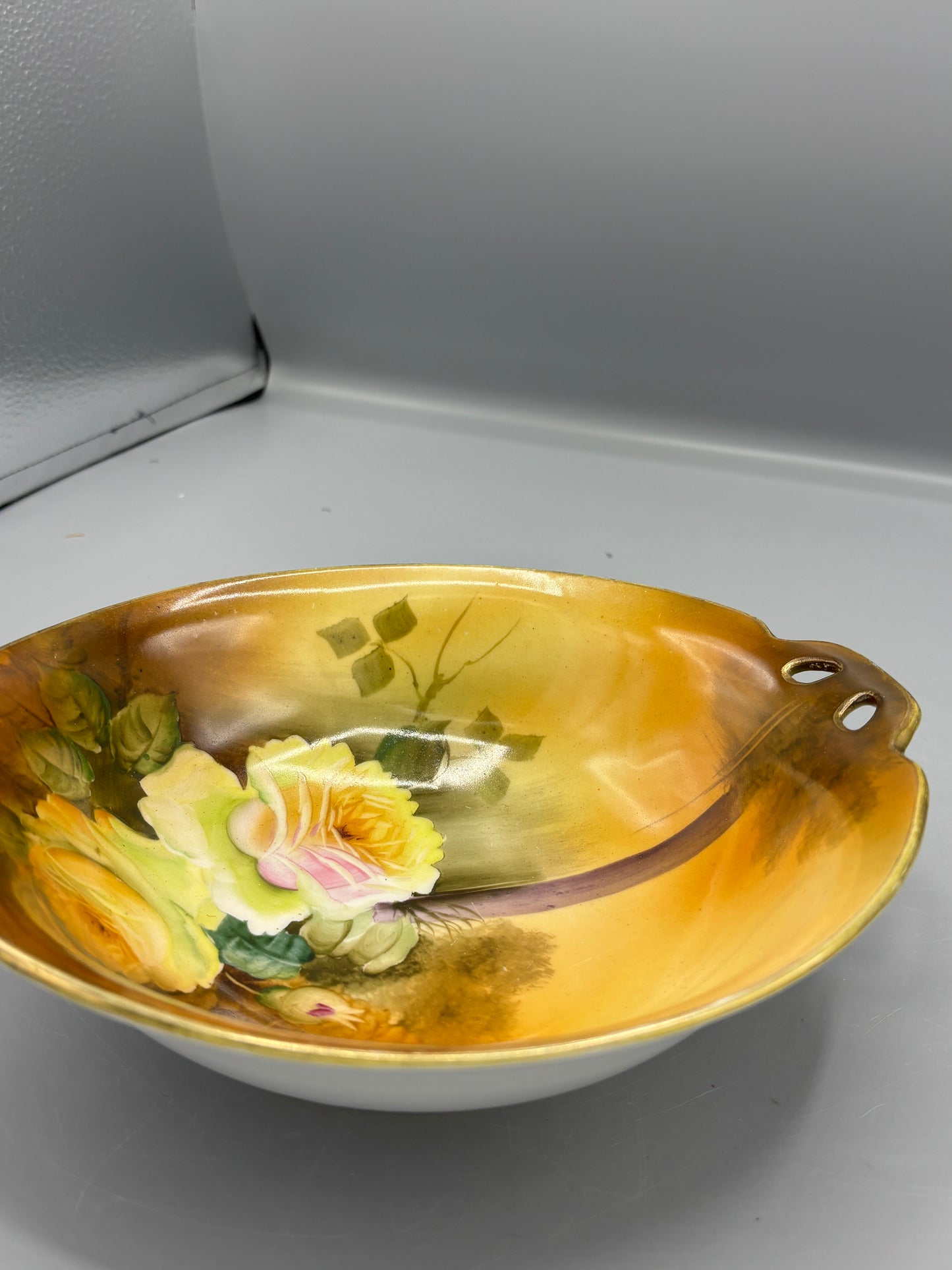 Vintage Nippon hand painted gilded rose bowl