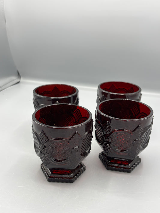 Vintage Avon Ruby red  footed glasses