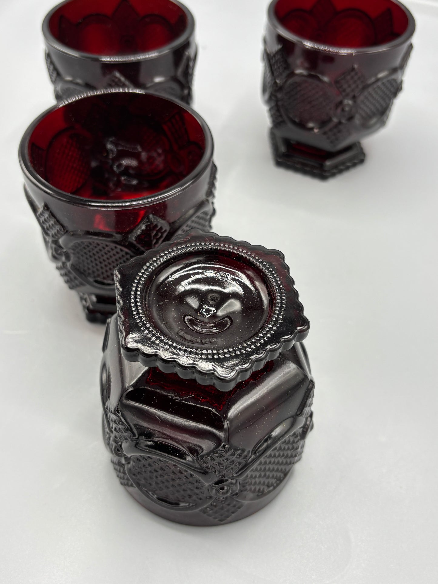 Vintage Avon Ruby red  footed glasses