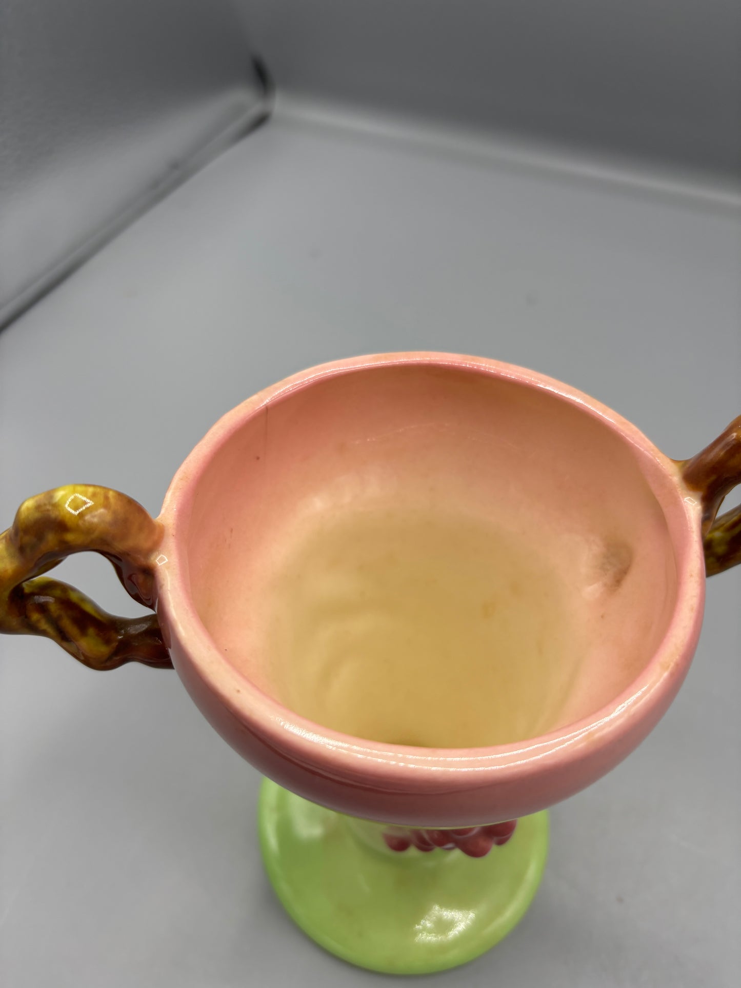 Vintage Tokay Hull pottery with handle vase