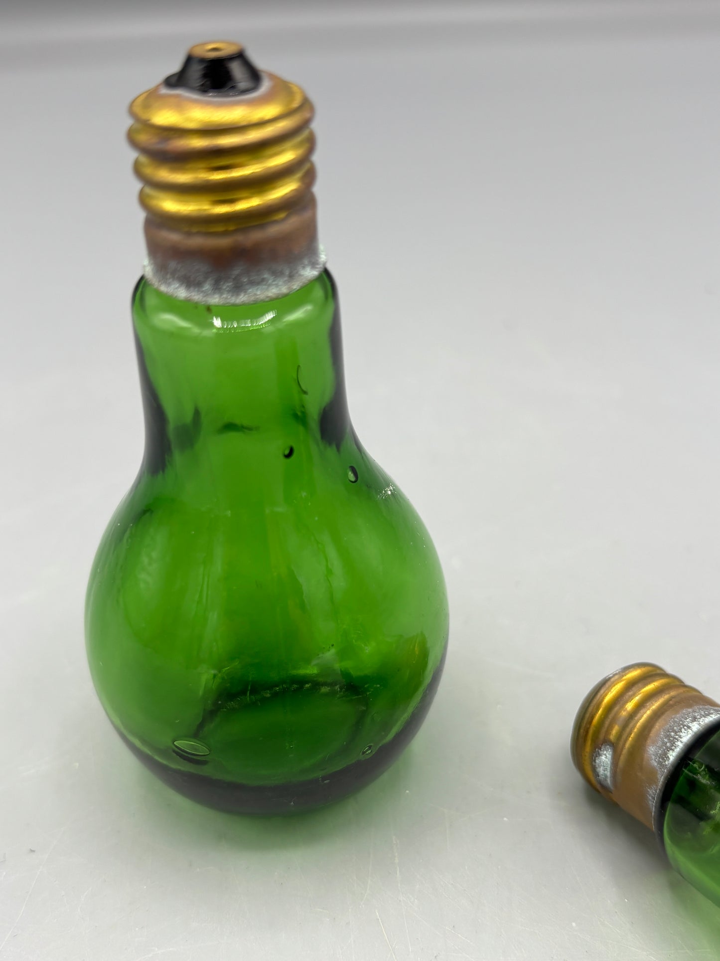 Vintage Emerald green light bulb Salt & pepper