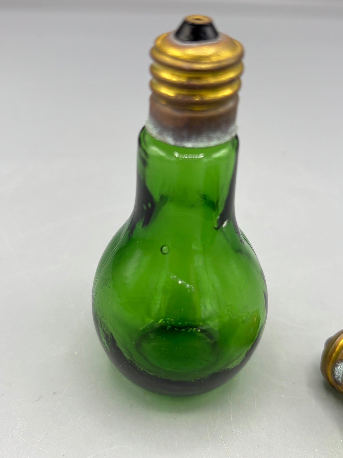 Vintage Emerald green light bulb Salt & pepper