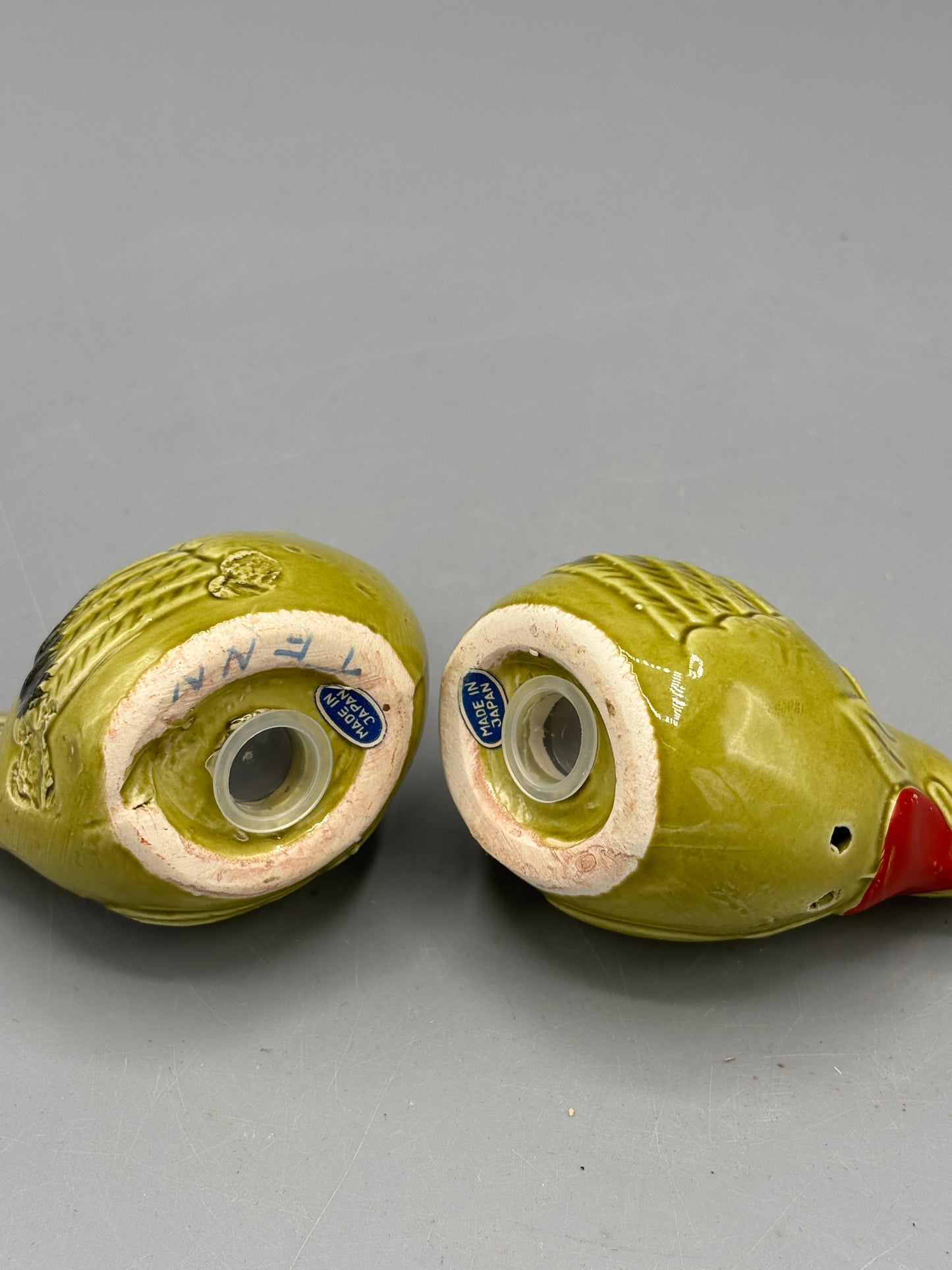 Vintage Ceramic green chicken salt & pepper