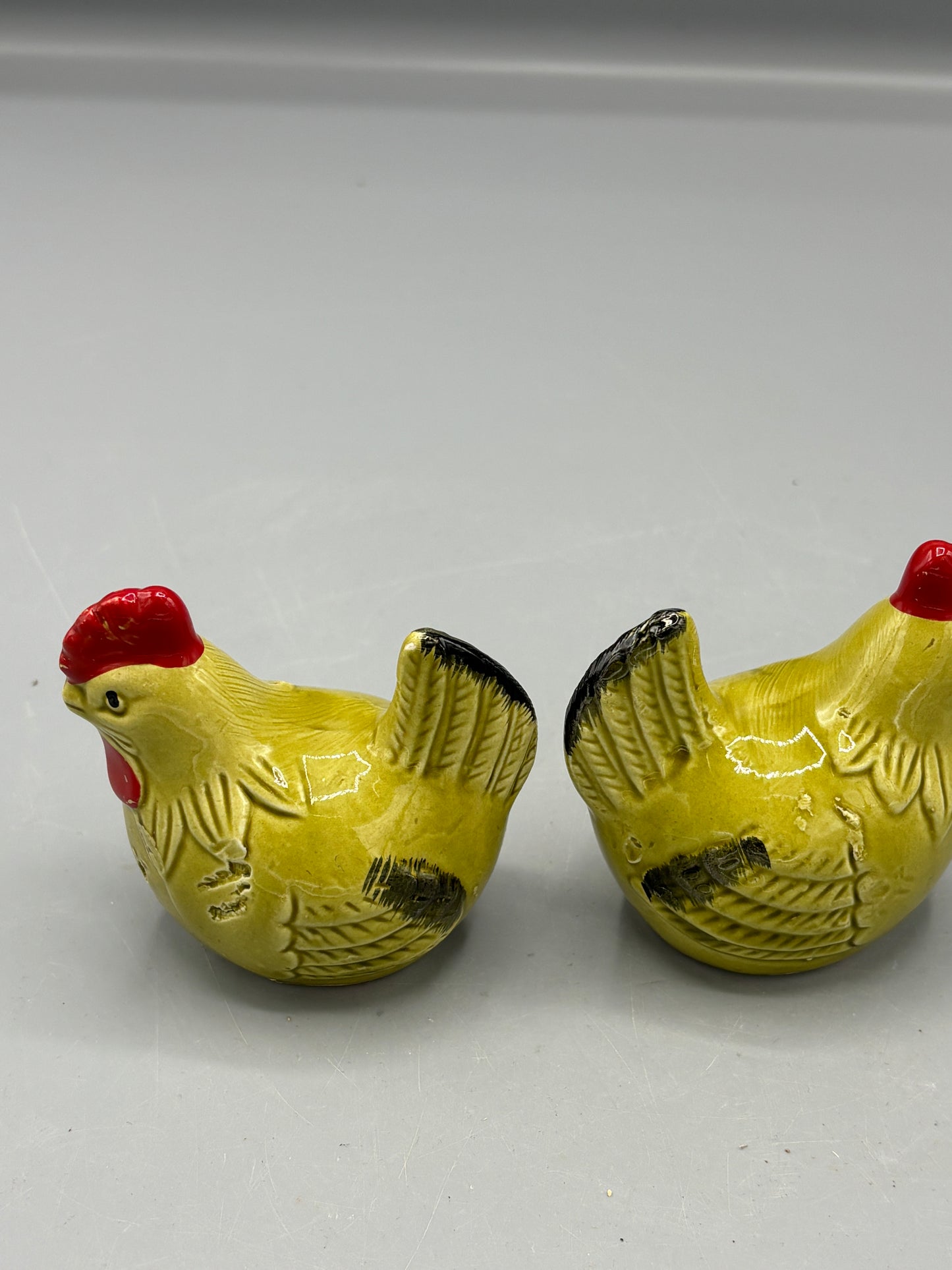 Vintage Ceramic green chicken salt & pepper