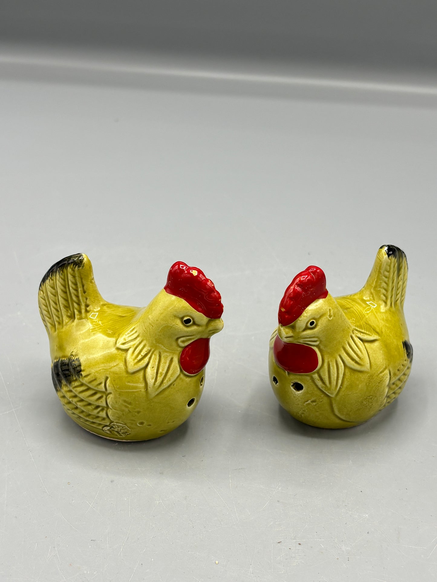 Vintage Ceramic green chicken salt & pepper