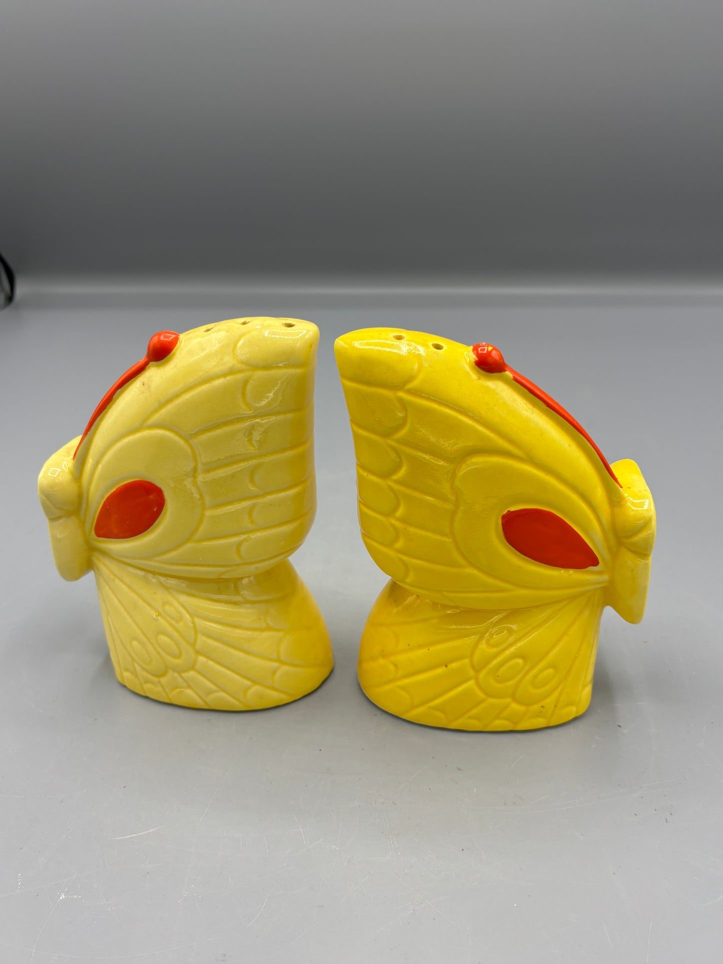Vintage yellow & orange butterfly S & P