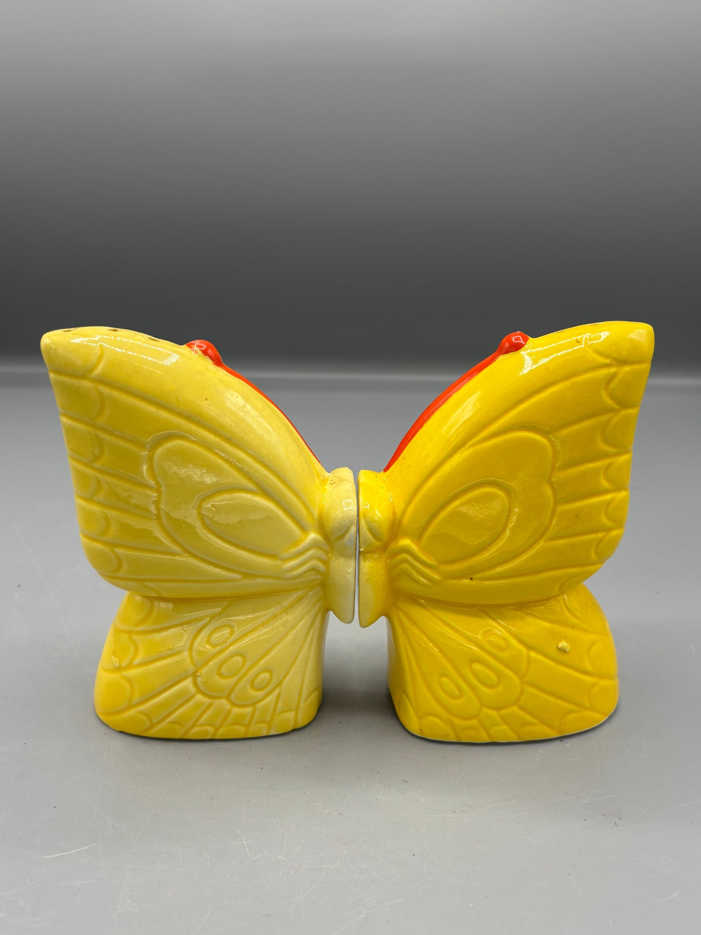Vintage yellow & orange butterfly S & P
