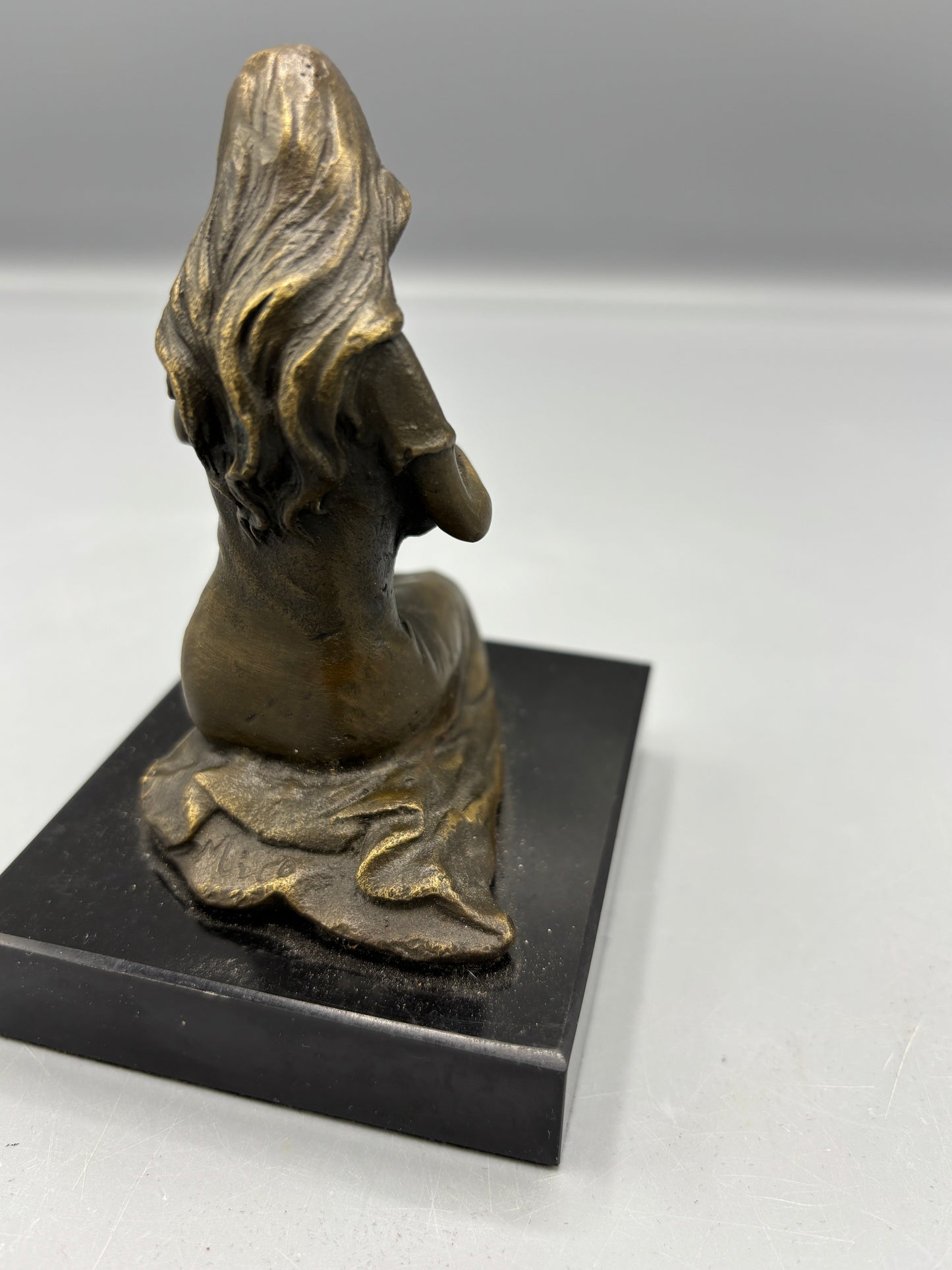 Vintage Bronze "Milo" Mothers embrace on black marble