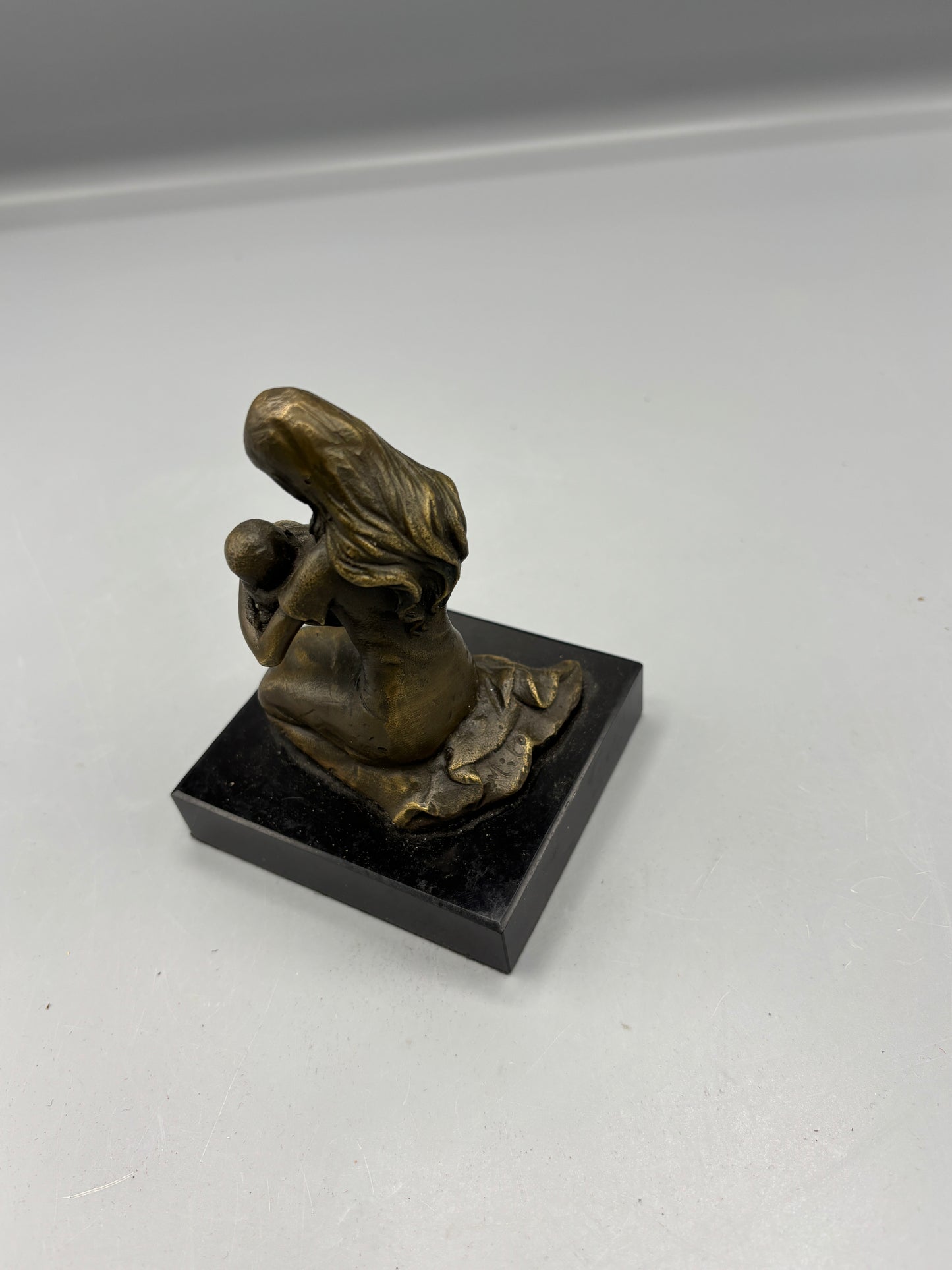 Vintage Bronze "Milo" Mothers embrace on black marble