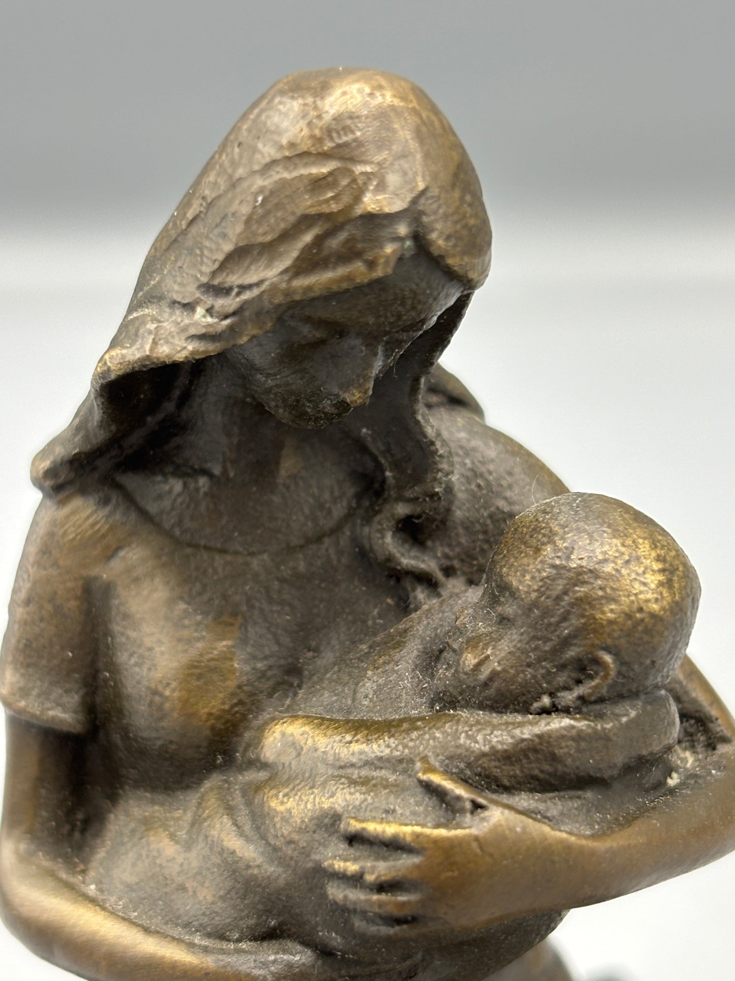 Vintage Bronze "Milo" Mothers embrace on black marble