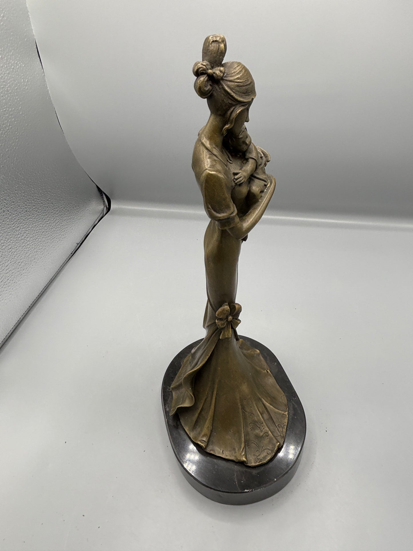Signed Original Aldo Vitalel Mother & Child Bronze Statue