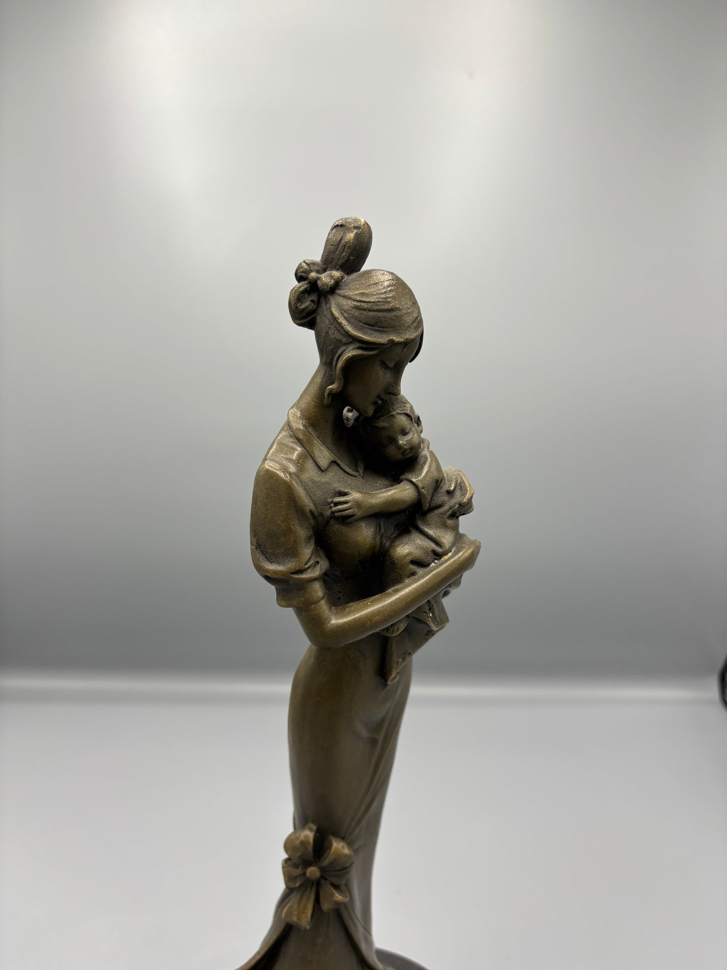 Signed Original Aldo Vitalel Mother & Child Bronze Statue
