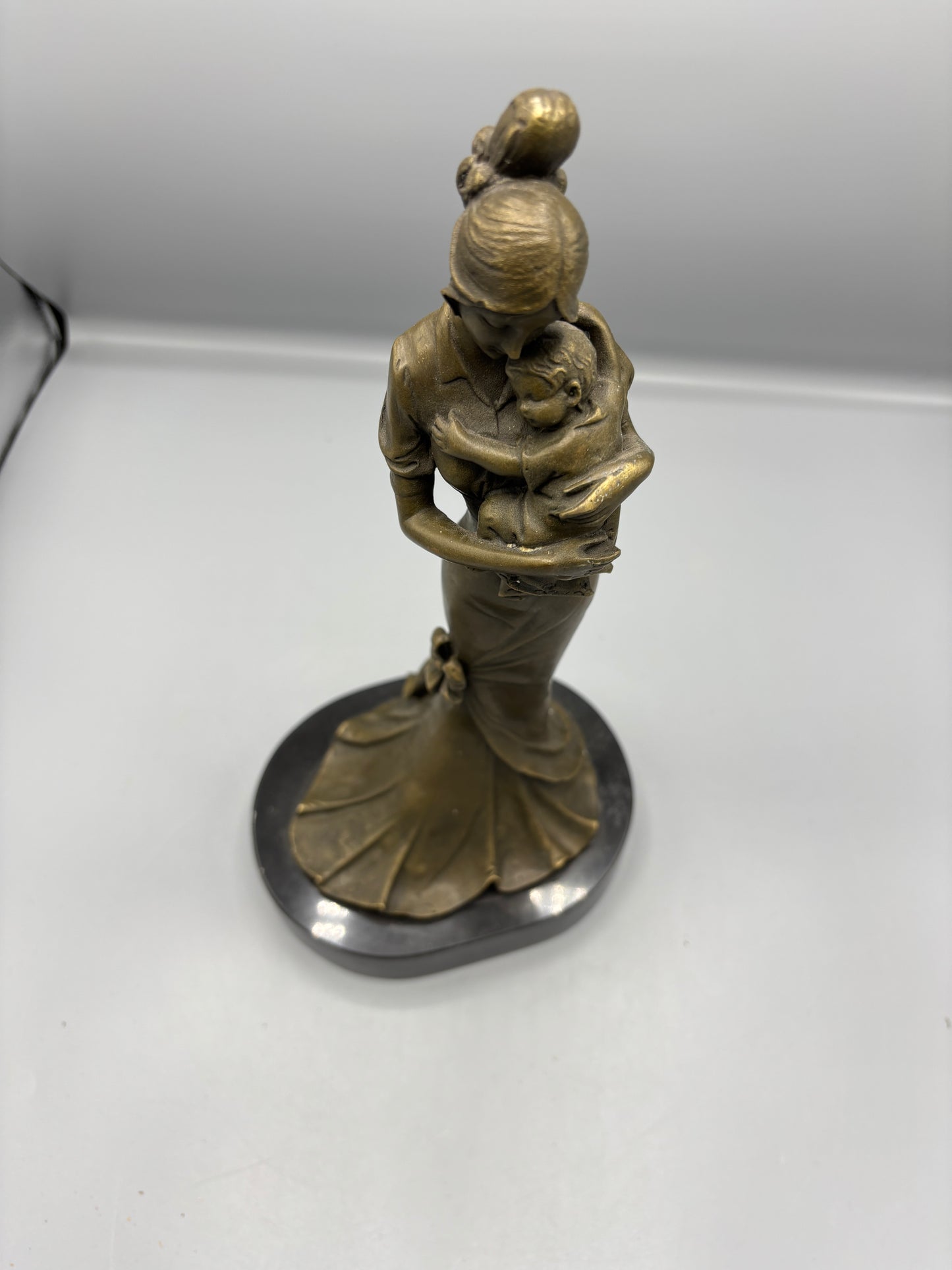 Signed Original Aldo Vitalel Mother & Child Bronze Statue