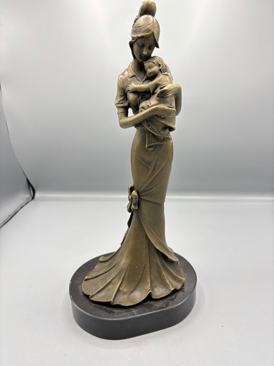 Signed Original Aldo Vitalel Mother & Child Bronze Statue
