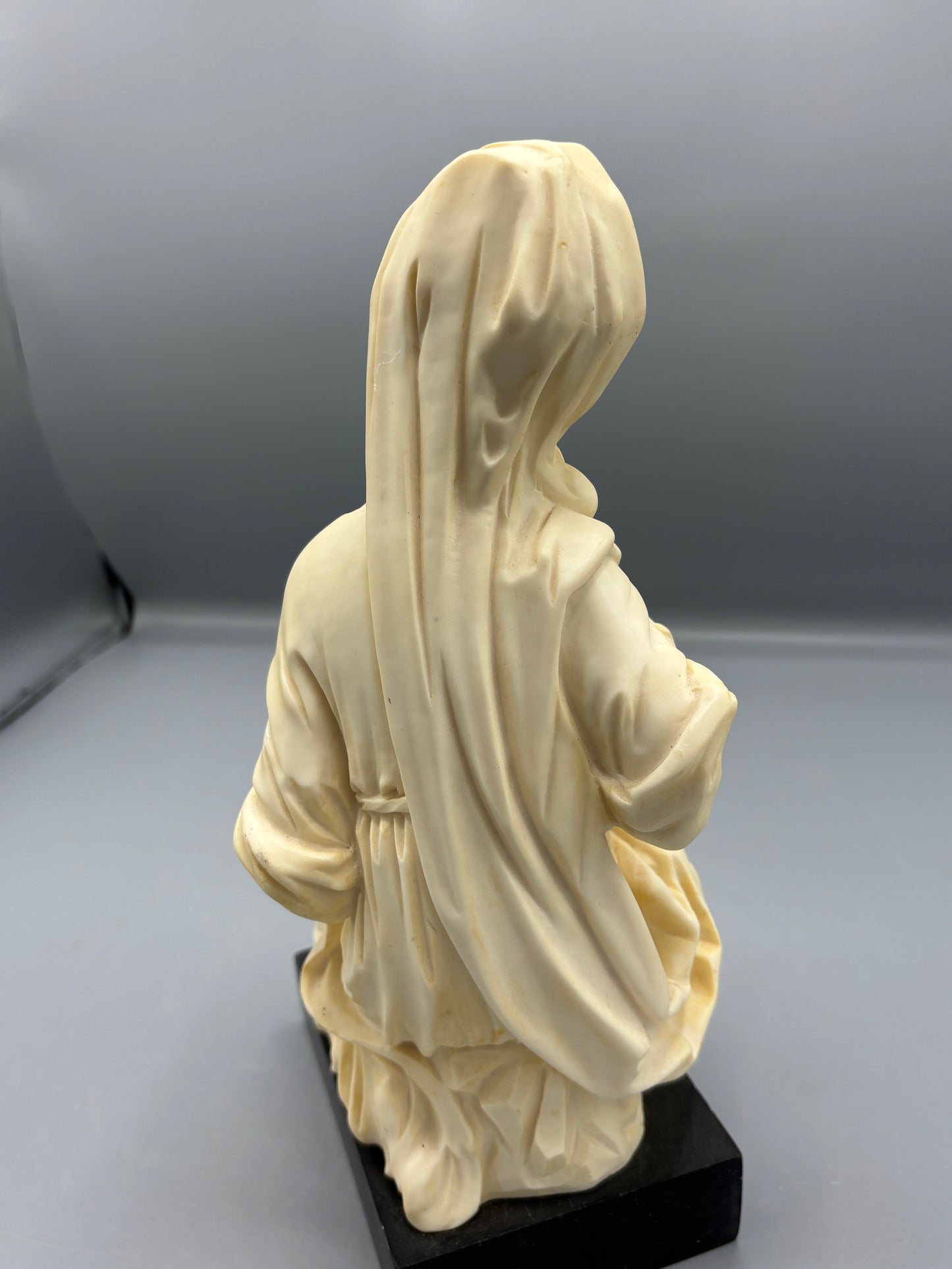Vintage Santini Virgin Mary & Baby statue on stone base