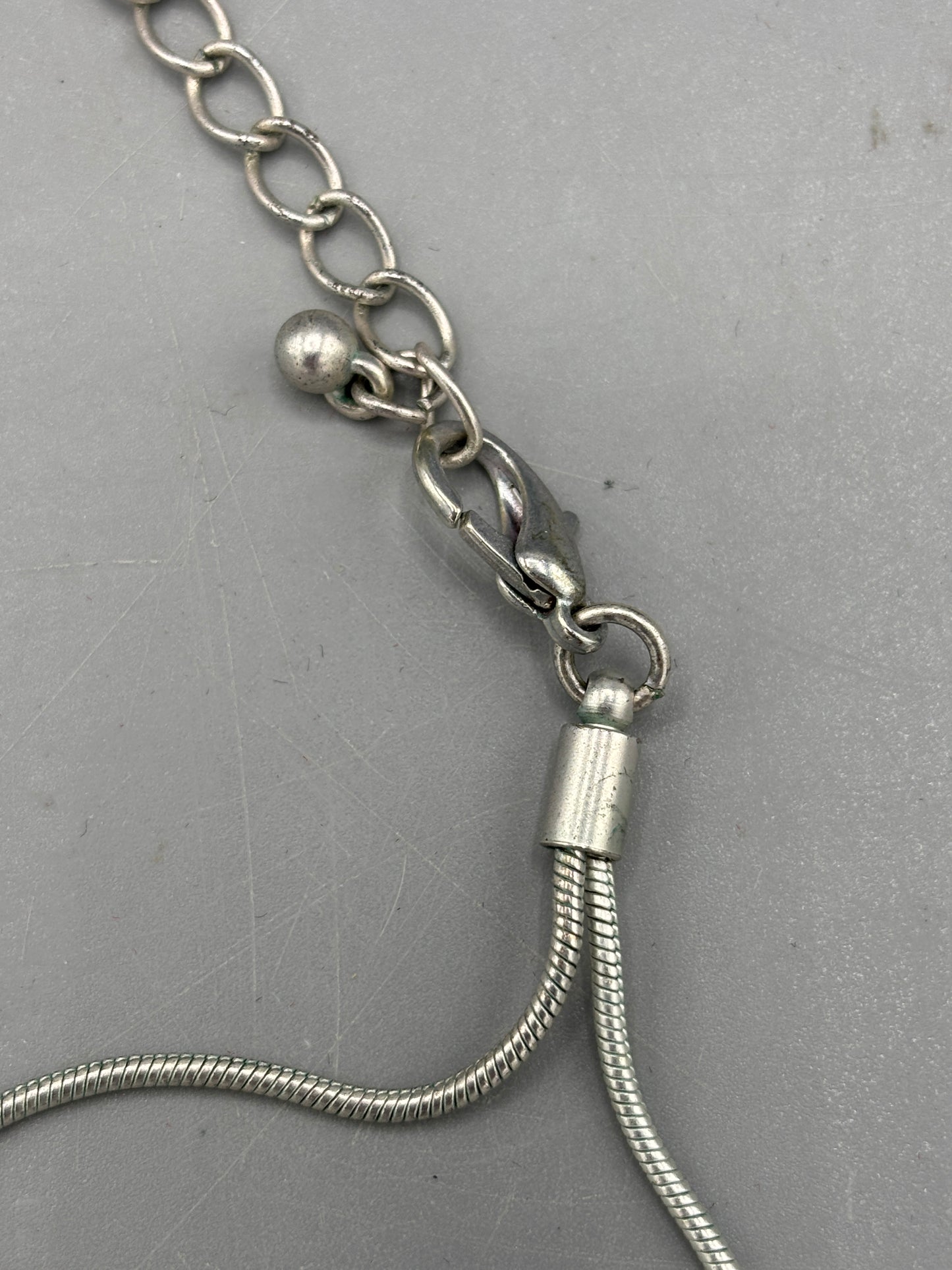 Silver tone blue & brown necklace