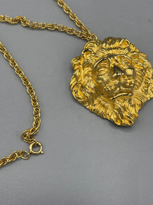 Gold plated lion necklace