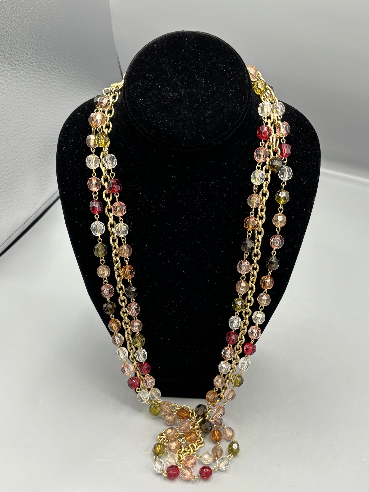 Gold bead strand necklace