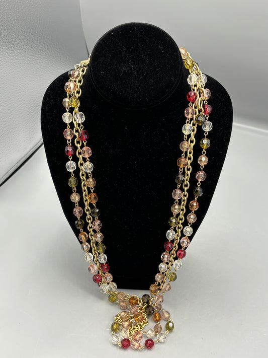 Gold bead strand necklace