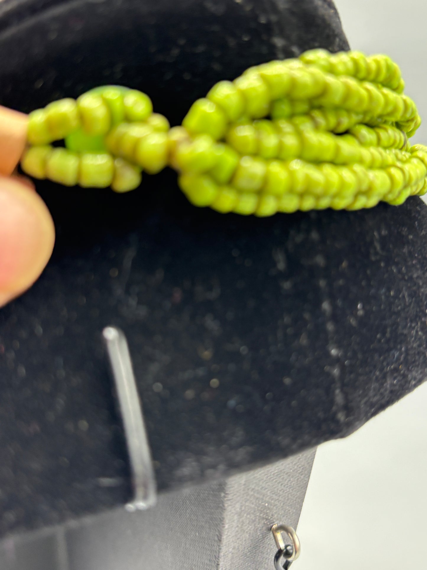 Multi Strand green wood necklace
