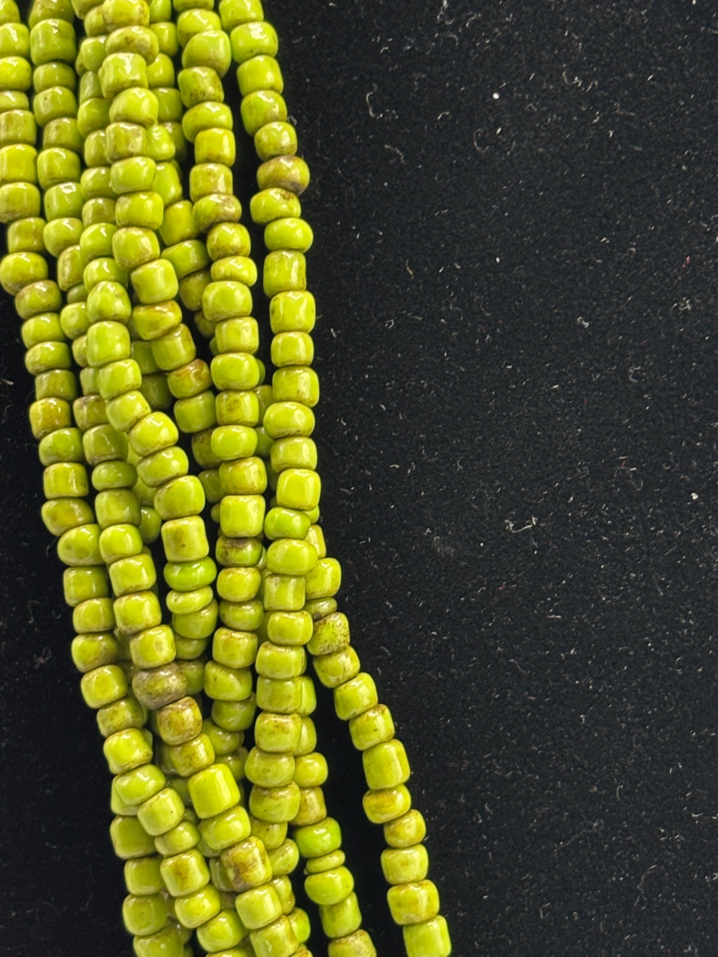 Multi Strand green wood necklace