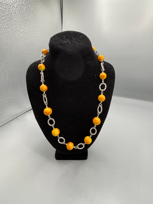 Silver Tone Mustard Necklace