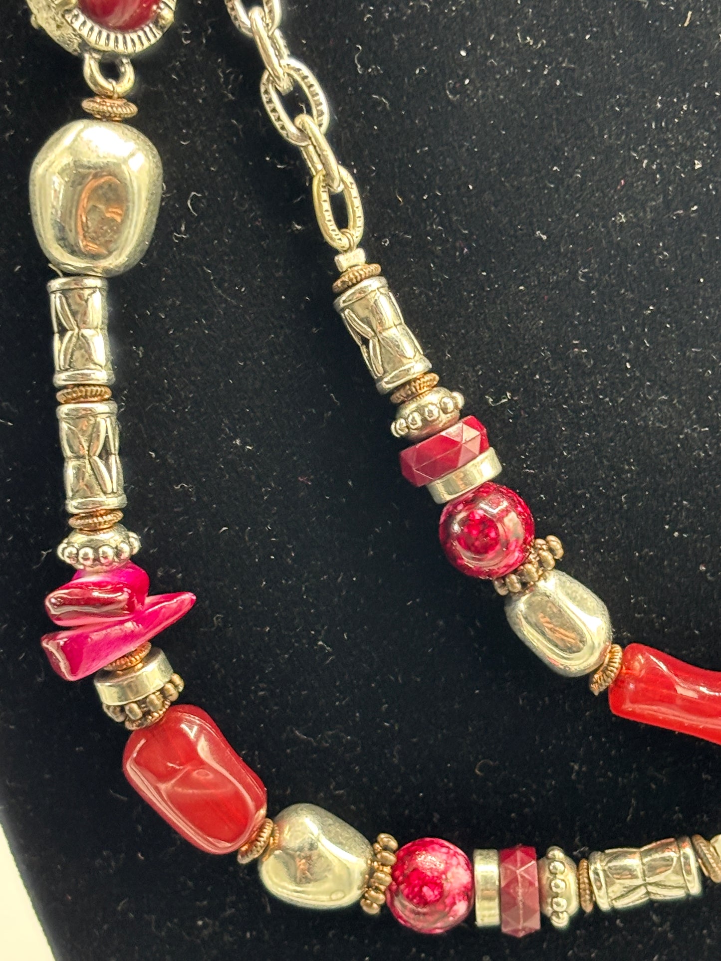 Ruby Road Silver tone & Red Necklace