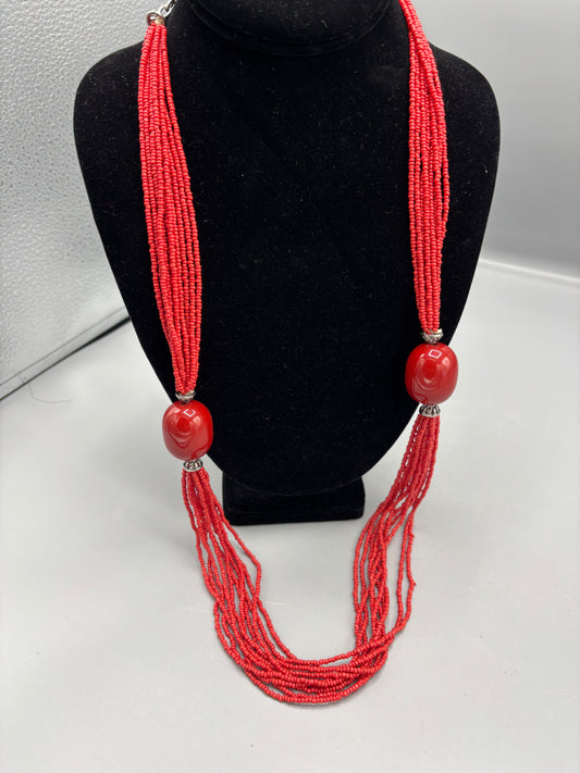 Multi Bead Red Necklace
