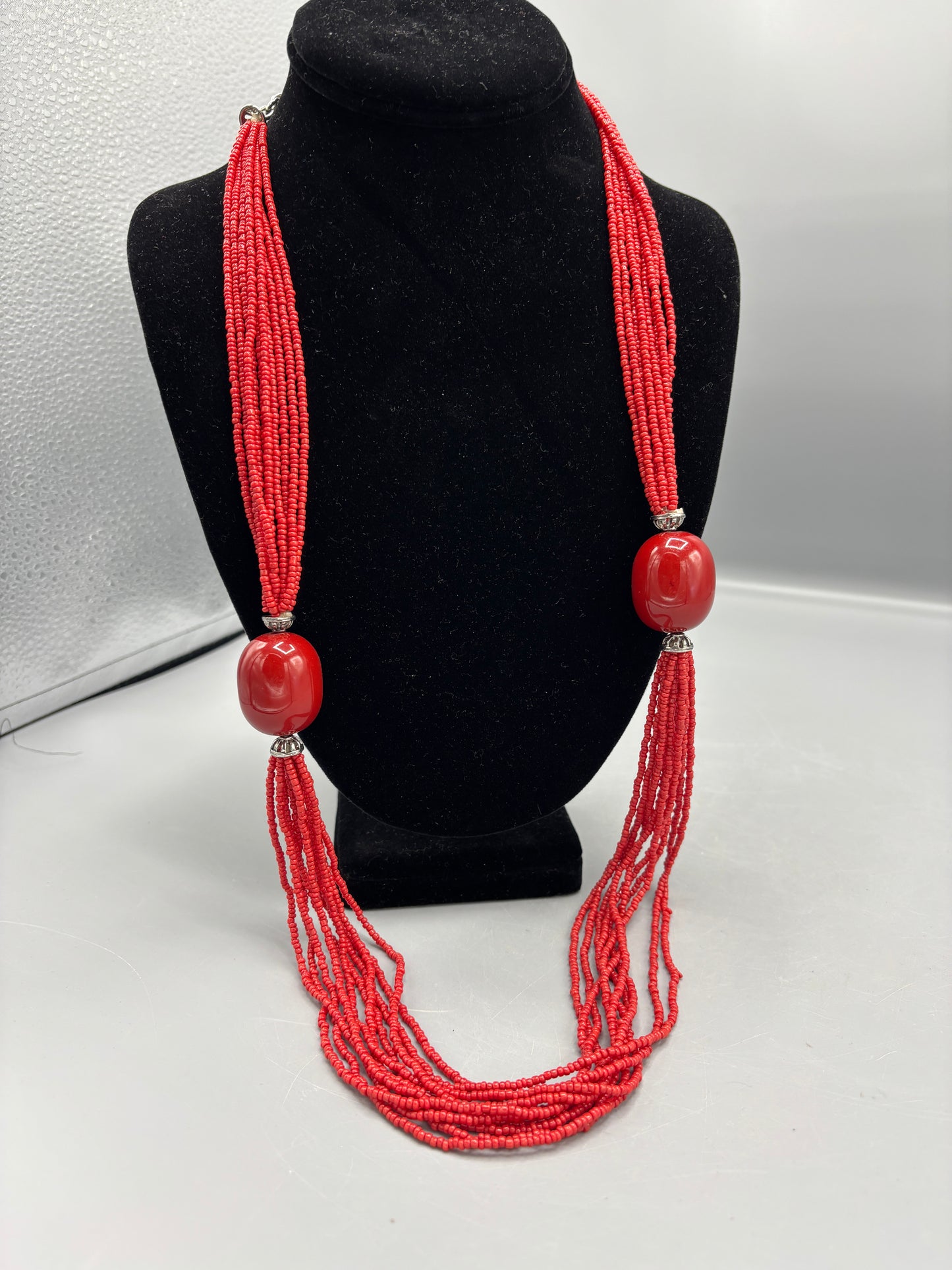 Multi Bead Red Necklace