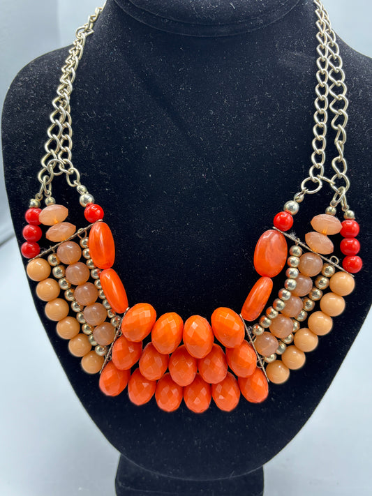 Choker style Orange Costume Necklace