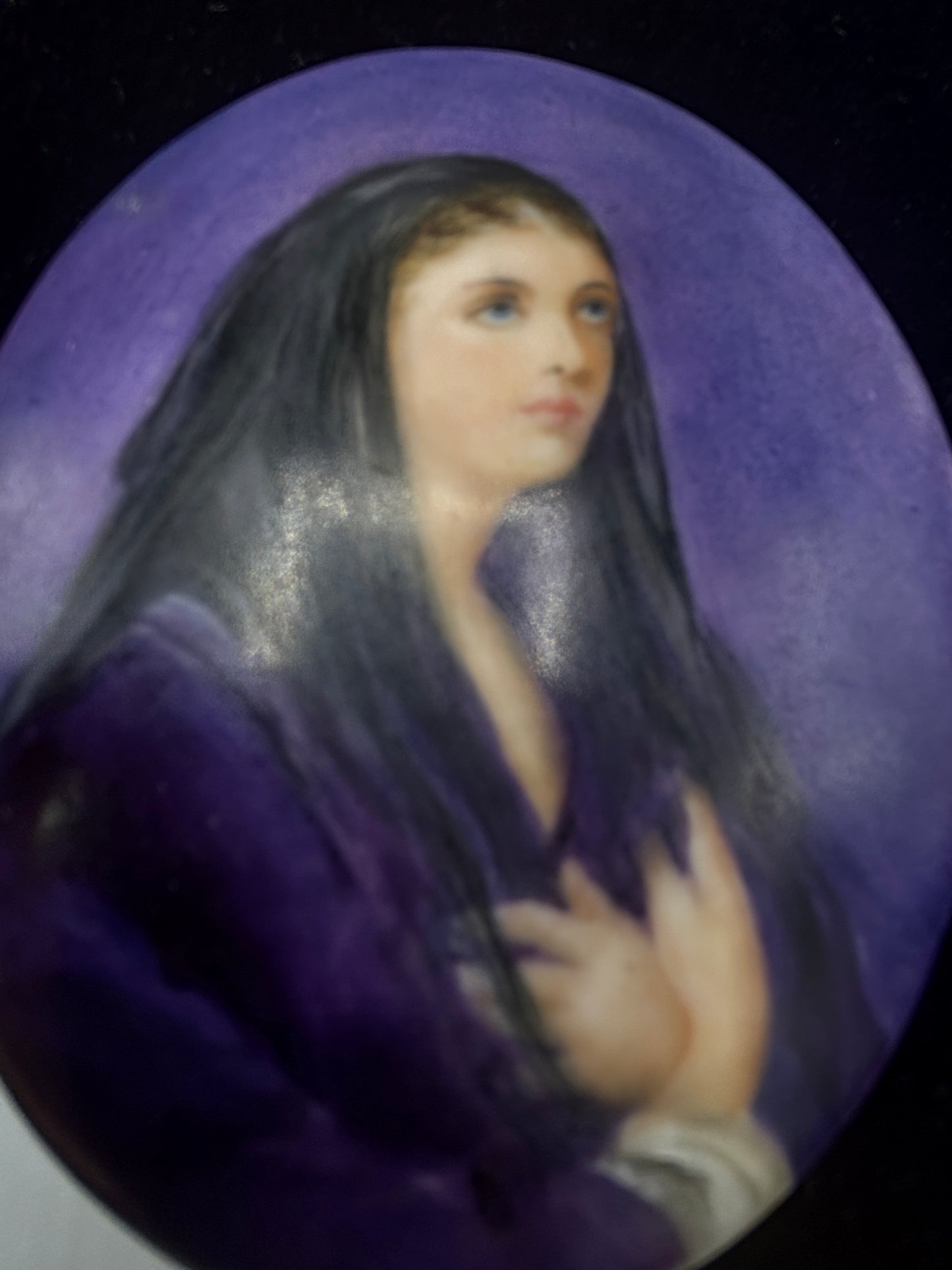 Hand painted portrait brooch on porcelain insert