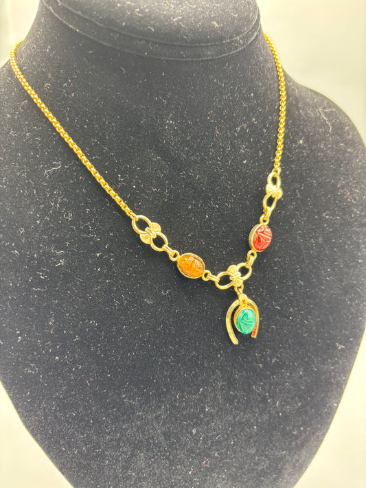 Gold 3 stone necklace