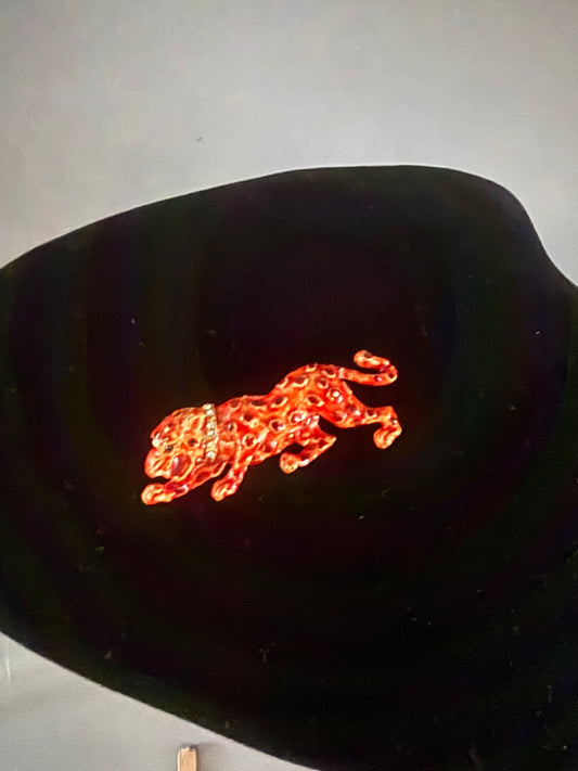 Gold tone enamel Cheetah