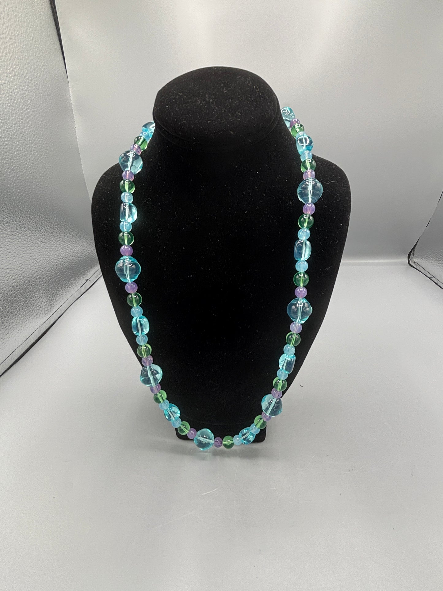 Blue green purple ball necklace
