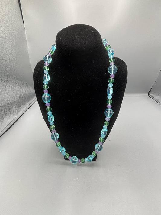 Blue green purple ball necklace