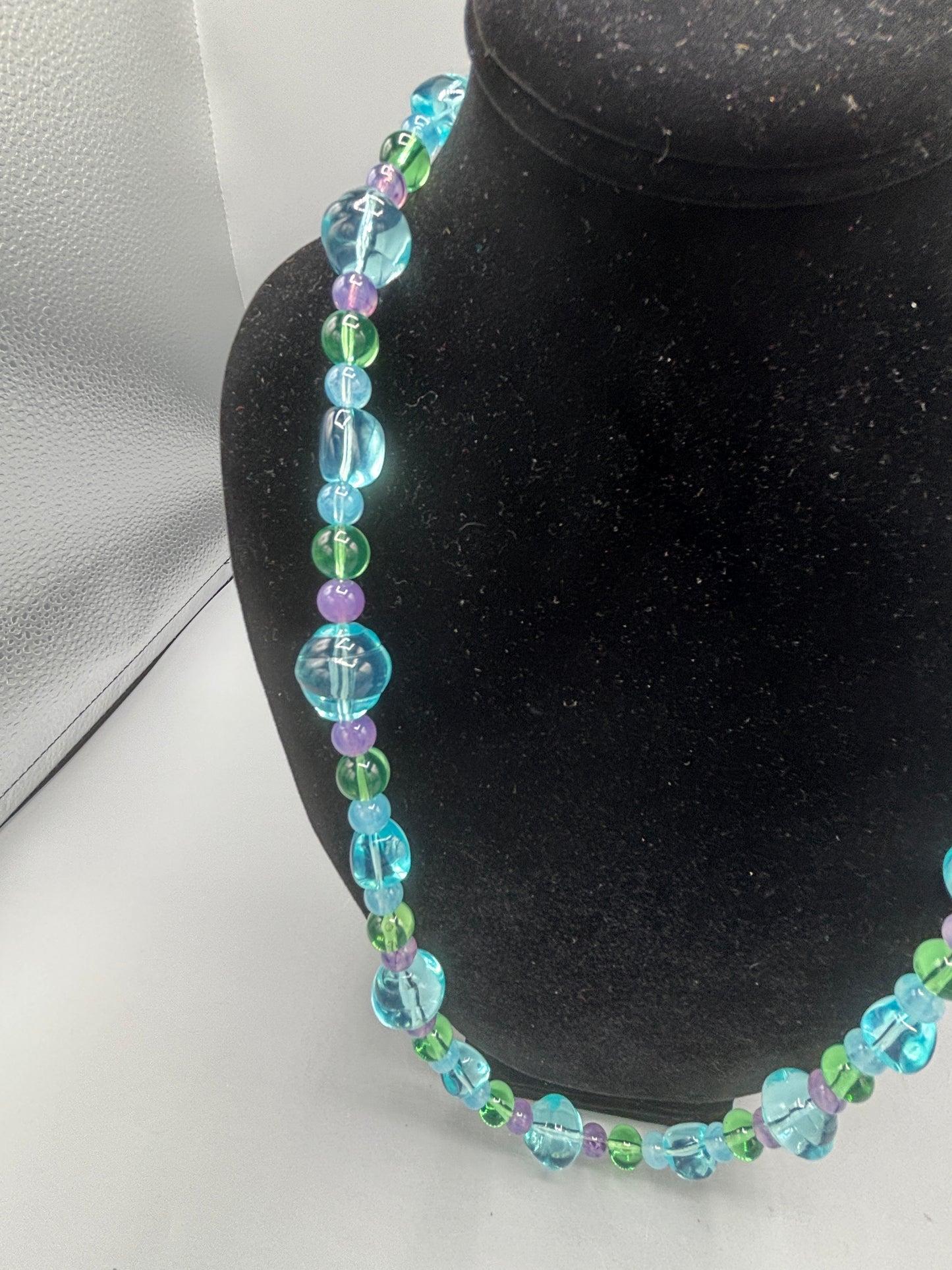 Blue green purple ball necklace