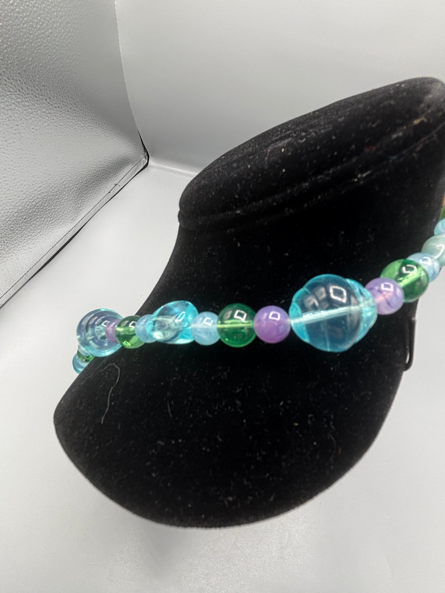 Blue green purple ball necklace