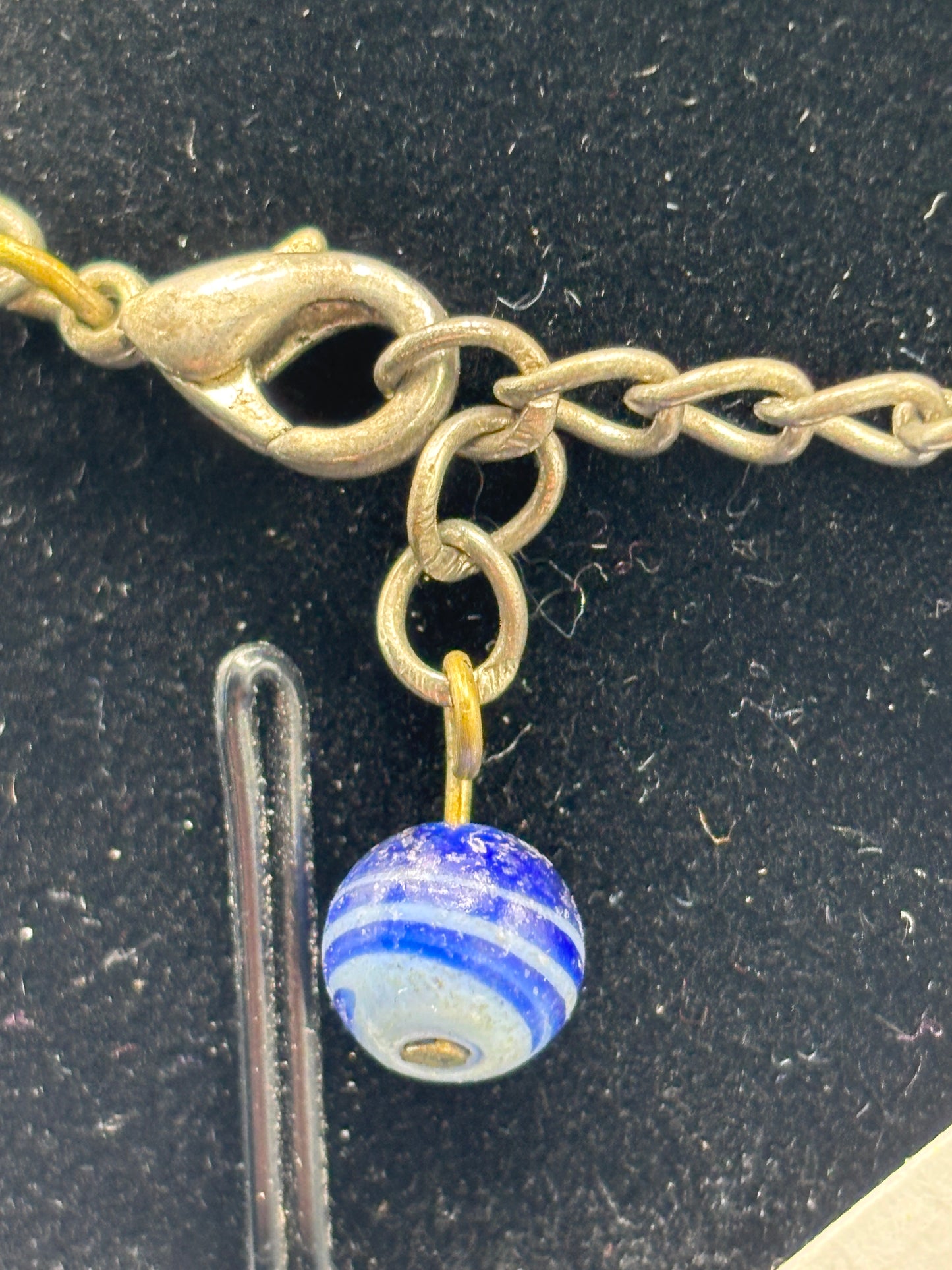 Colorful glass charm silver chain
