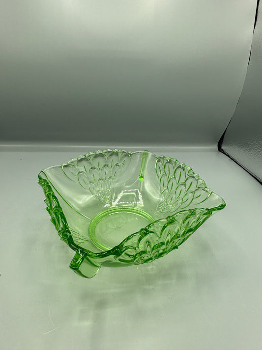 Vintage Czech Uranium glass fruit bowl