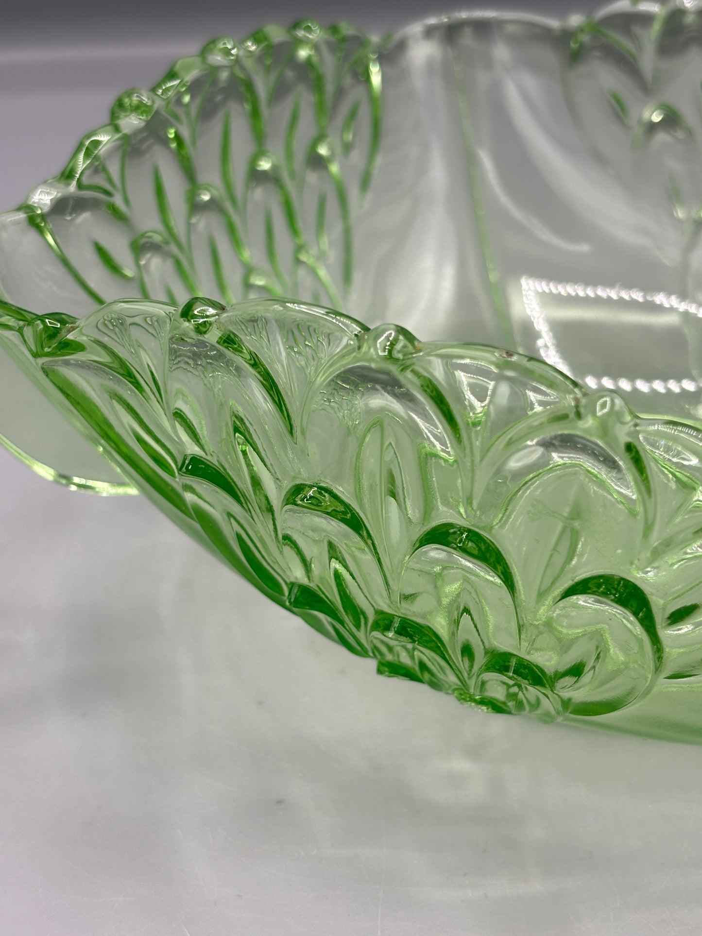 Vintage Czech Uranium glass fruit bowl