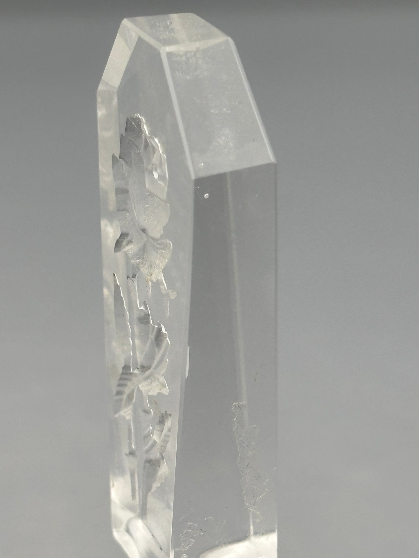 Vintage hand blown perfume bottle etched with roses