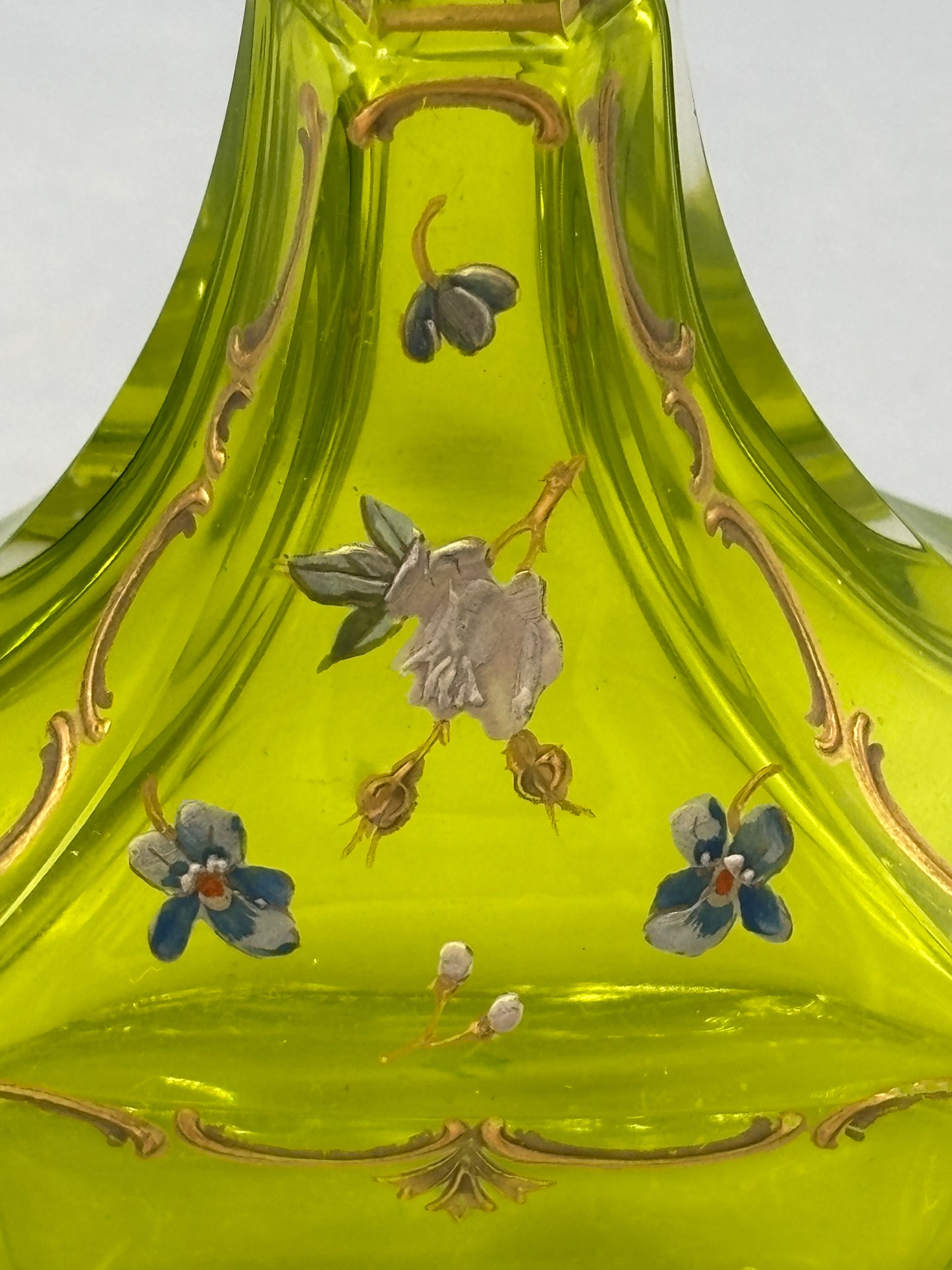 Vintage hand painted glass perfume bottle