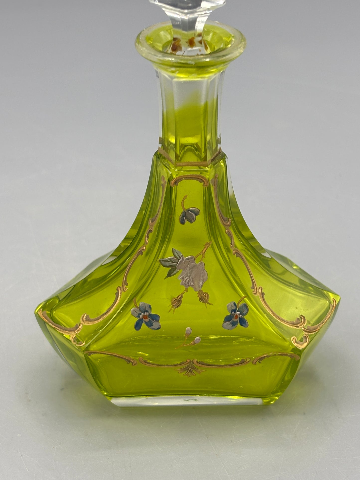 Vintage hand painted glass perfume bottle