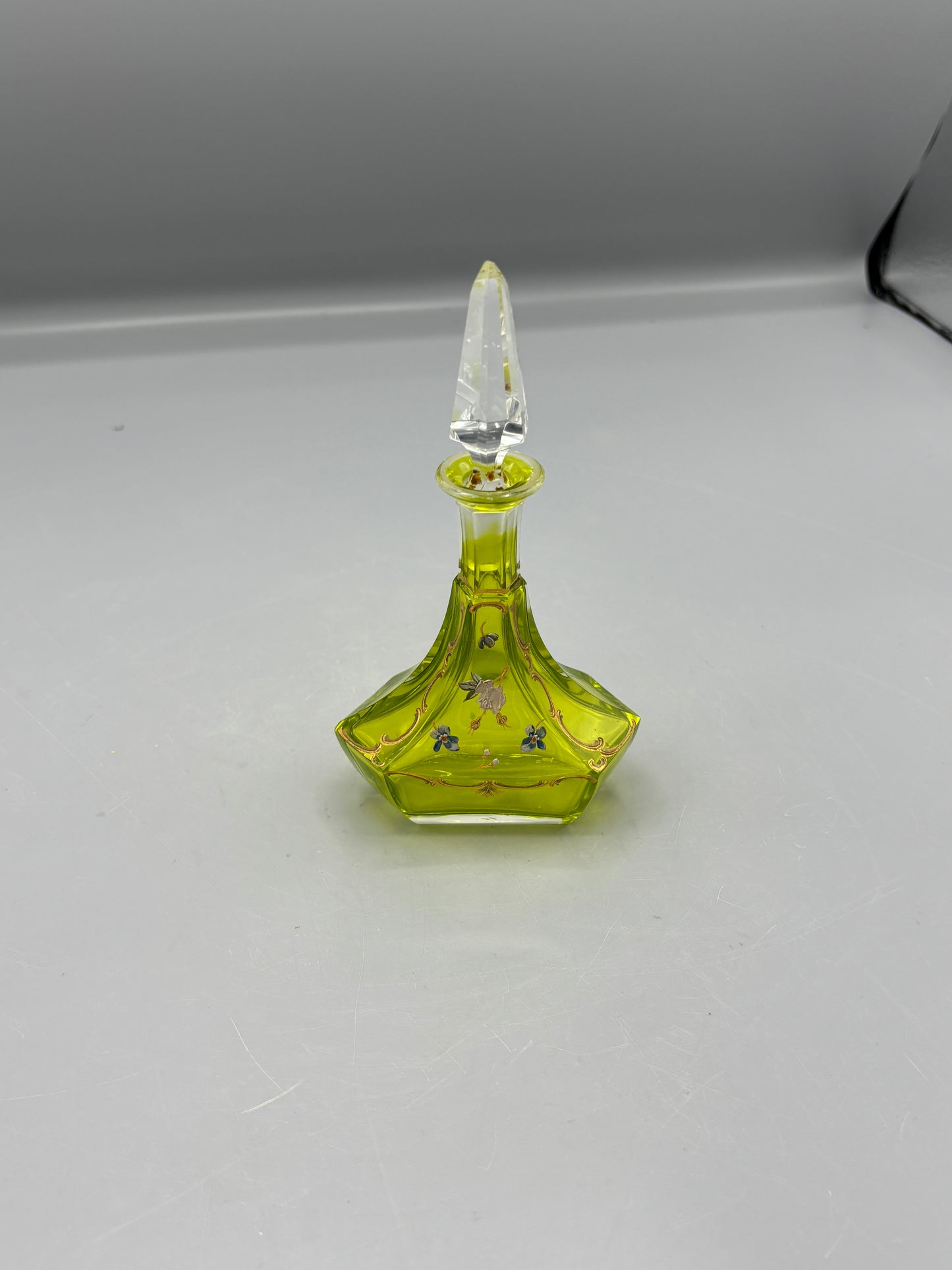 Vintage hand painted glass perfume bottle