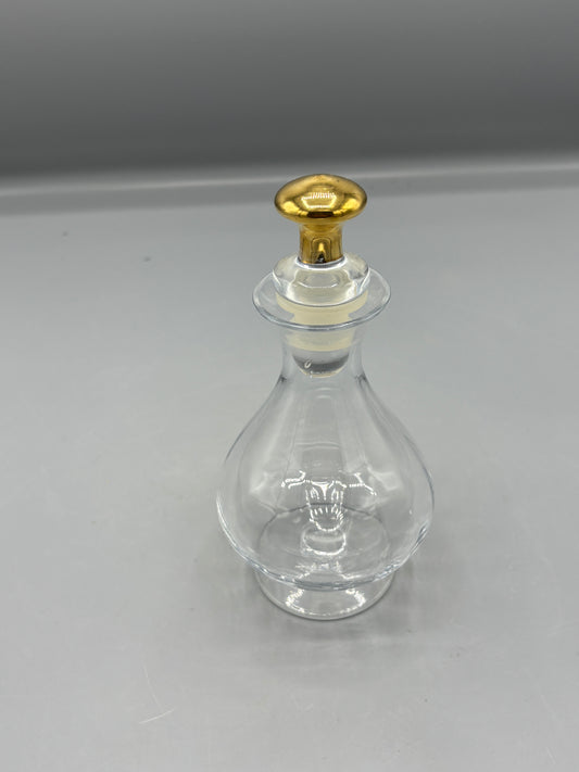Hand blown glass  perfume bottle with gold stopper
