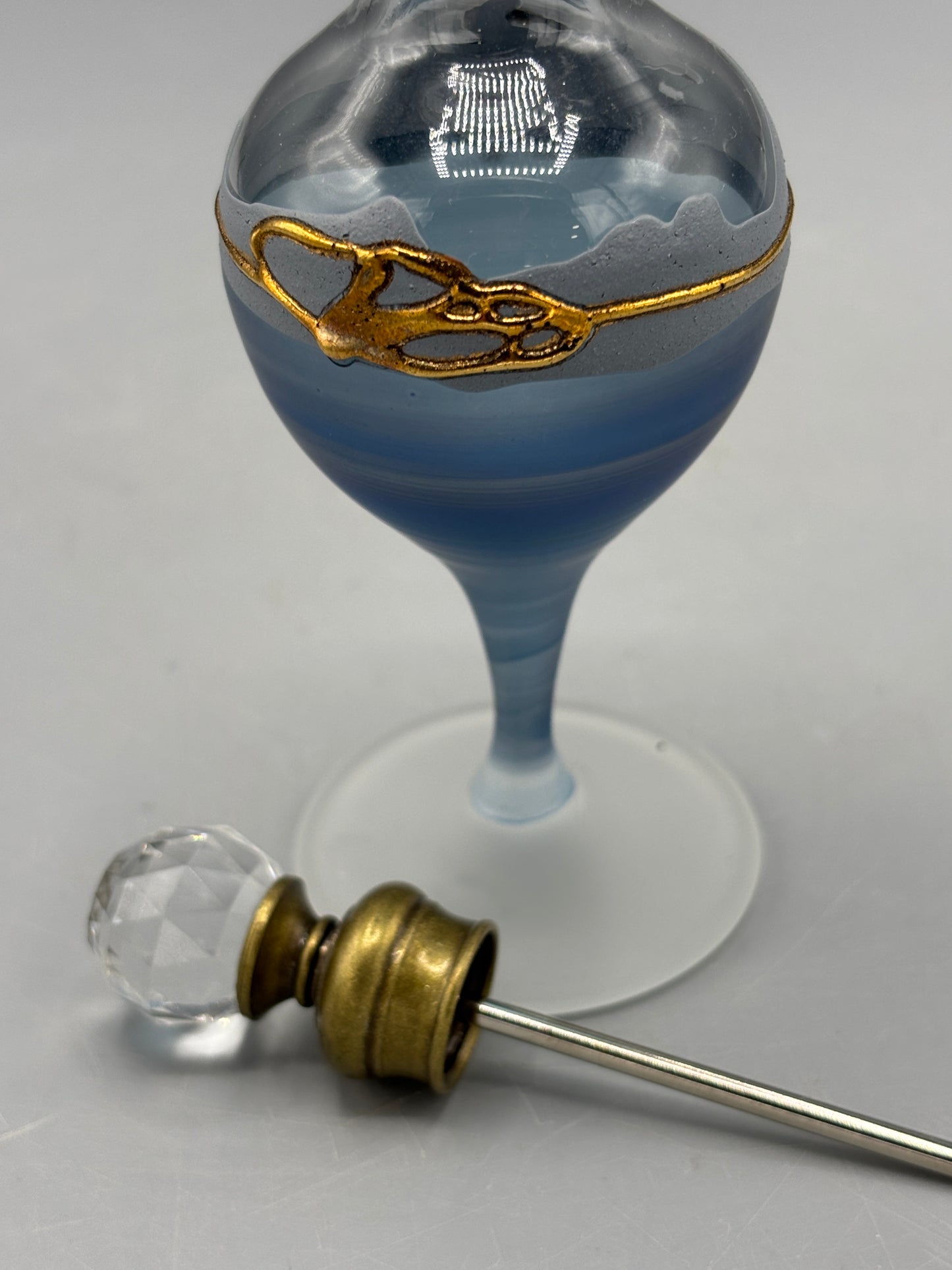 Egyptian glass blue perfume bottle