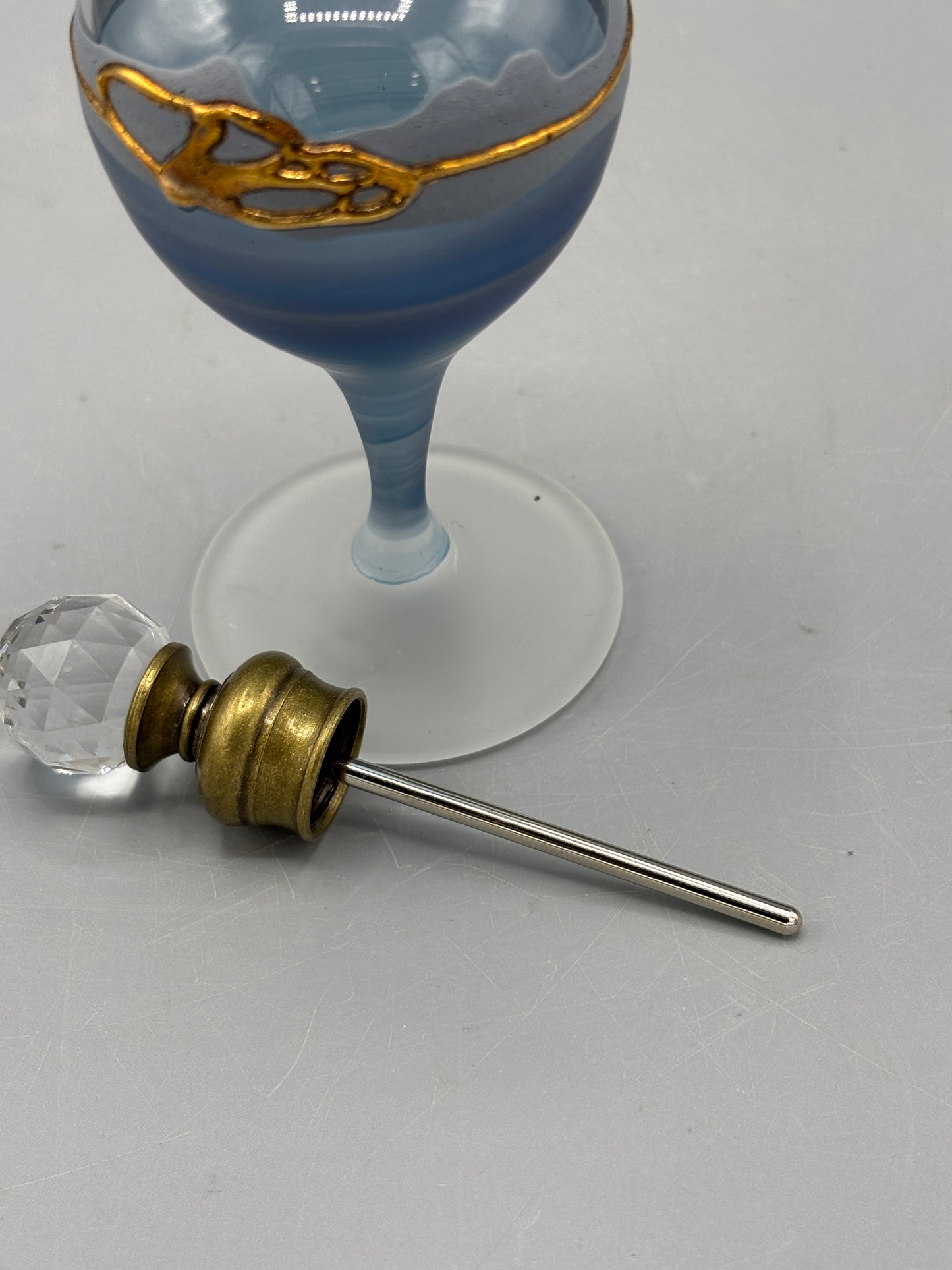 Egyptian glass blue perfume bottle