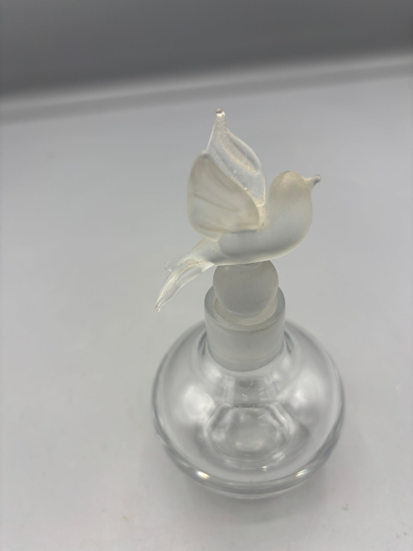 Irving W Rice Perfume bottle with frosted Dove stopper