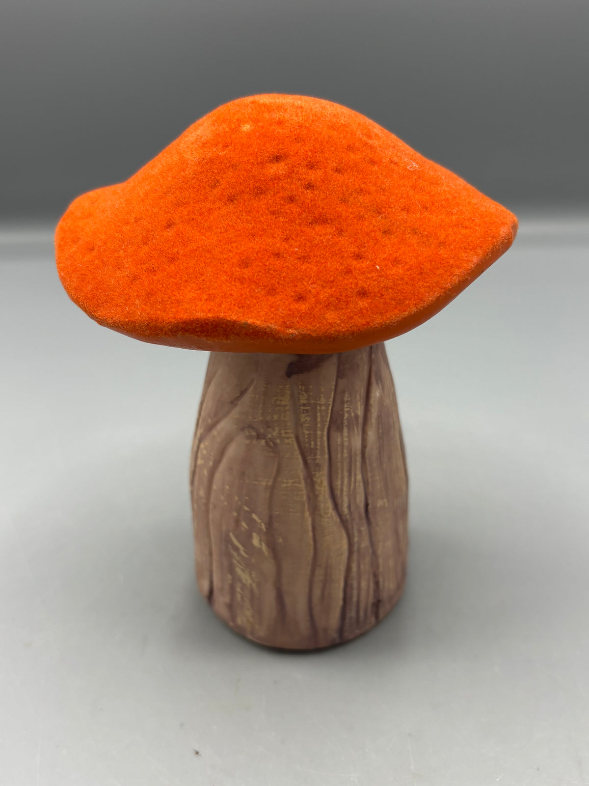 Harvest orange flocked Mushroom